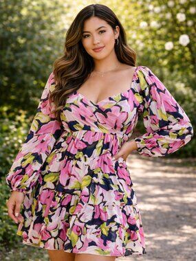 Abercrombie & Fitch Floral Tiered Mini Dress XL Romantic Ruffle NWT